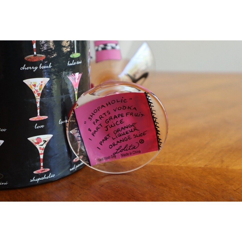 Lolita Love My Martini Shopaholic Glass 10oz Hand Painted Purse Heels Bag w/ Box - Picture 7 of 10